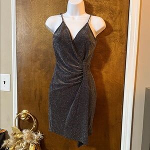 Sparkling Asymmetrical Black Dress